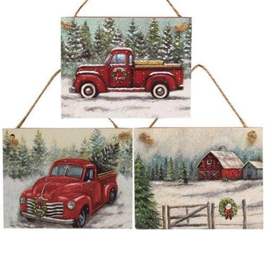 3 Set Farm Life Distressed Ornaments - The Fox Decor